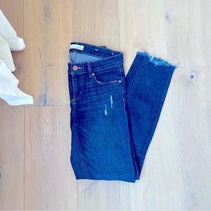 Loft distressed raw hem dark jeans